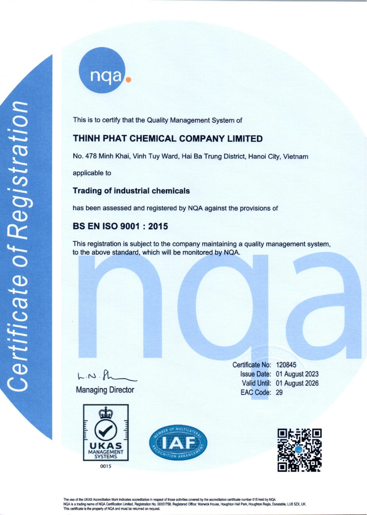 Thịnh Phát vui mừng đón nhận chứng nhận hệ thống QLCL ISO 9001:2015
